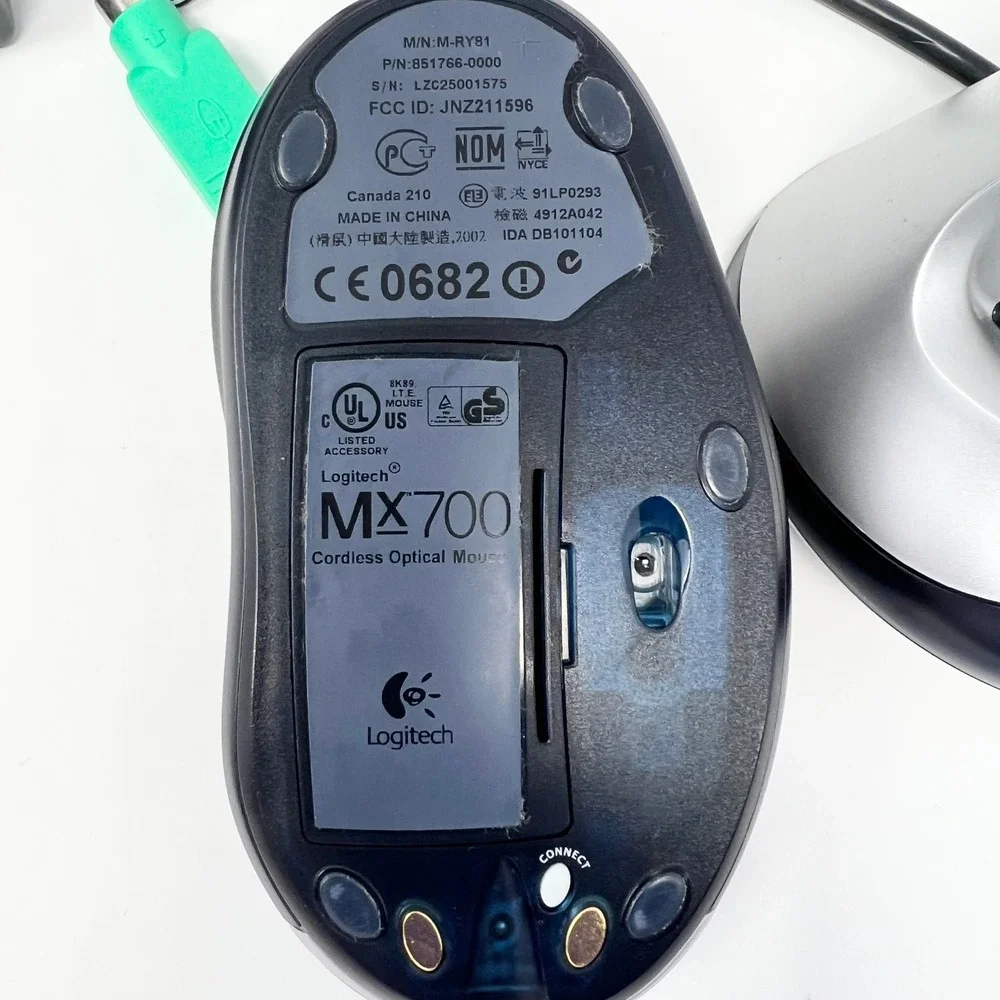Logitech MX700 Wireless Optical Gaming Mouse M/N M-RY81 Charging Base + Adapter